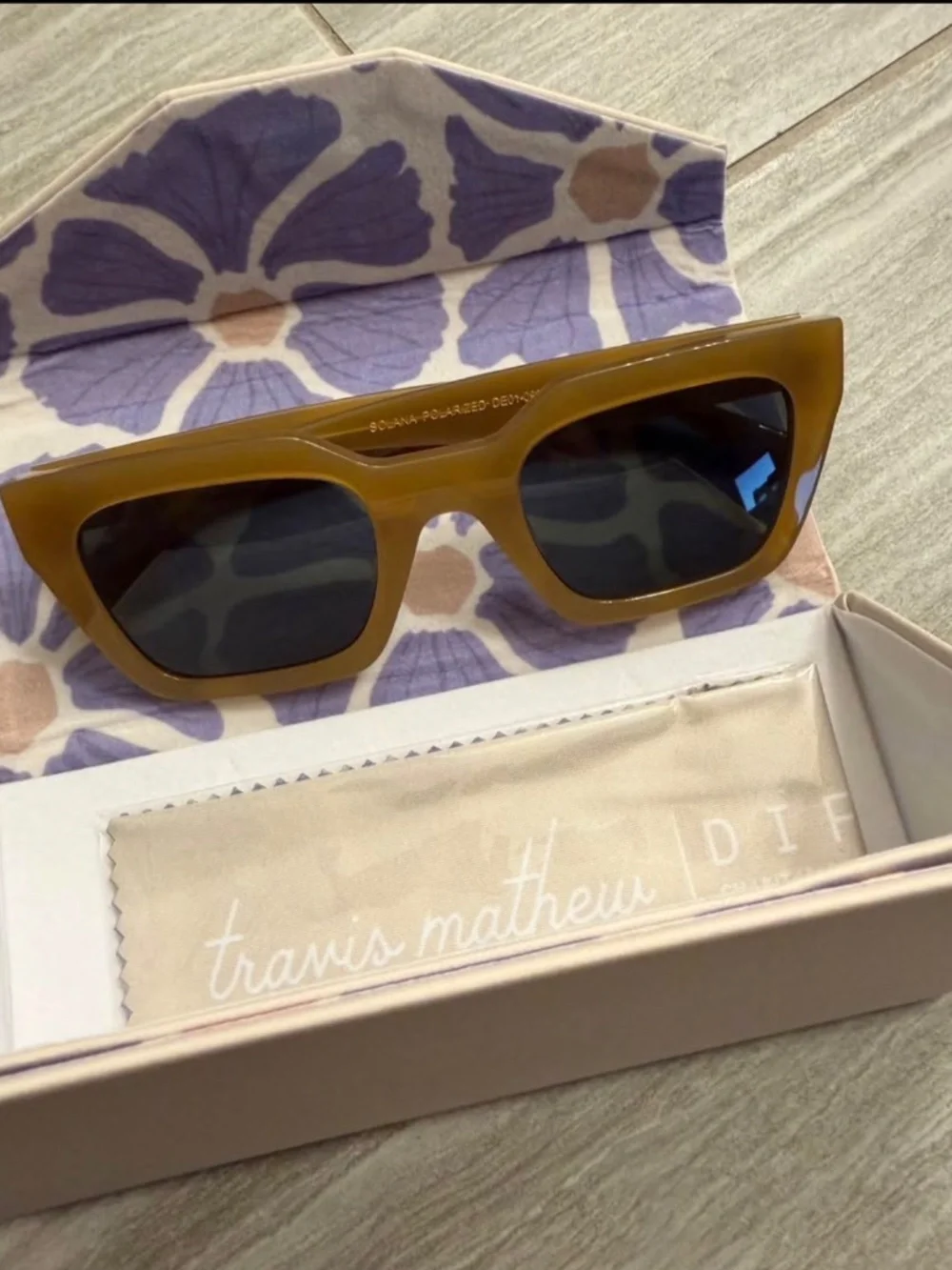 NEW Travis Mathew TM x DIFF Solana Sunglasses in Caramel, Reg. price $129.95